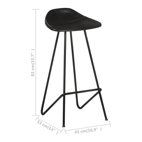 Bild von vidaXL Barhocker 2 STK. Schwarz Echtleder