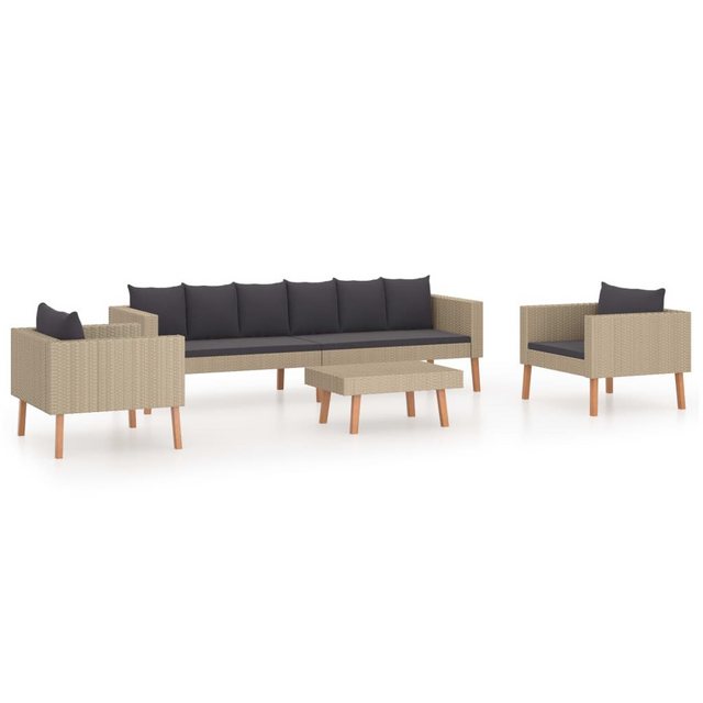 Bild von vidaXL 4-tlg Garten-Lounge-Set mit Auflagen Poly Rattan Beige Modell 1