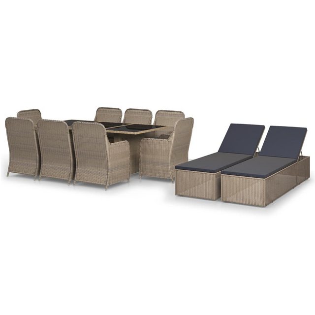 Bild von vidaXL 11-tlg Garten-Essgruppe Poly Rattan Braun Modell 2