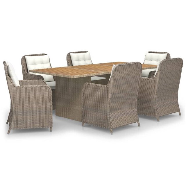 Bild von vidaXL 7-tlg. Garten-Essgruppe Poly Rattan Braun (3059471XL)