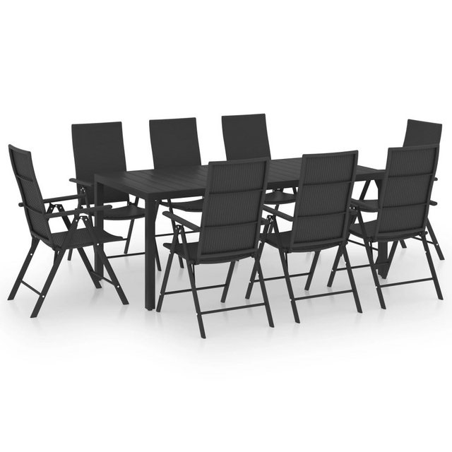 Bild von vidaXL Garten-Essgruppe 9-tlg. Garten-Essgruppe Schwarz, (9-tlg)