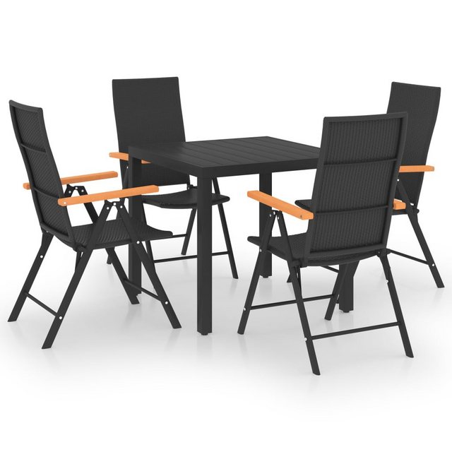 Bild von vidaXL Garten-Essgruppe 5-tlg. Garten-Essgruppe Schwarz und Braun, (5-tlg)