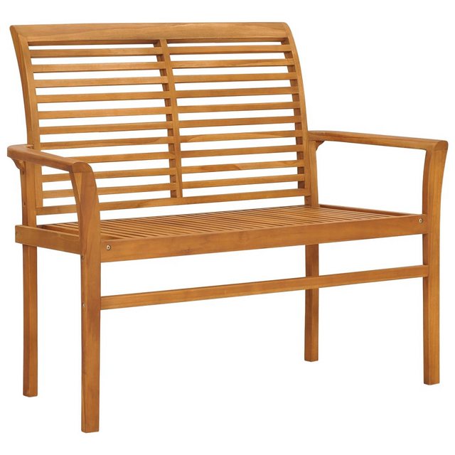 Bild von Gartenbank Graue Karomuster-Auflage 112 cm Massivholz Teak vidaXL