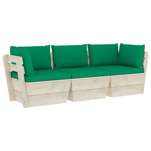 Bild von vidaXL Garten-Palettensofa 3-Sitzer mit Kissen Fichtenholz Modell 6