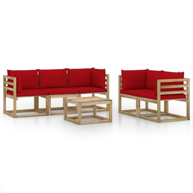 Bild von vidaXL 6-tlg Garten-Lounge-Set mit Roten Kissen Modell 3