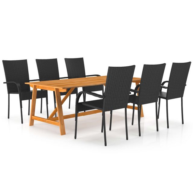 Bild von vidaXL Garten-Essgruppe 7-tlg. Garten-Essgruppe Schwarz, (7-tlg)
