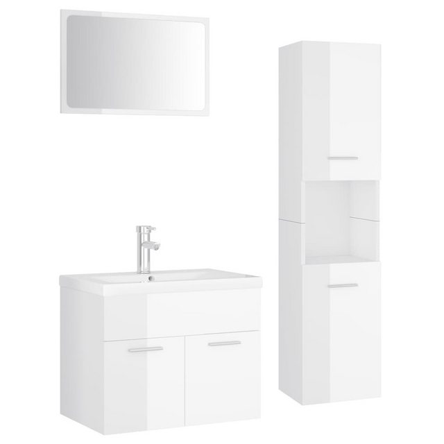 Bild von vidaXL Badezimmer-Set Badmöbel-Set Hochglanz-Weiß Holzwerkstoff, (1-St)