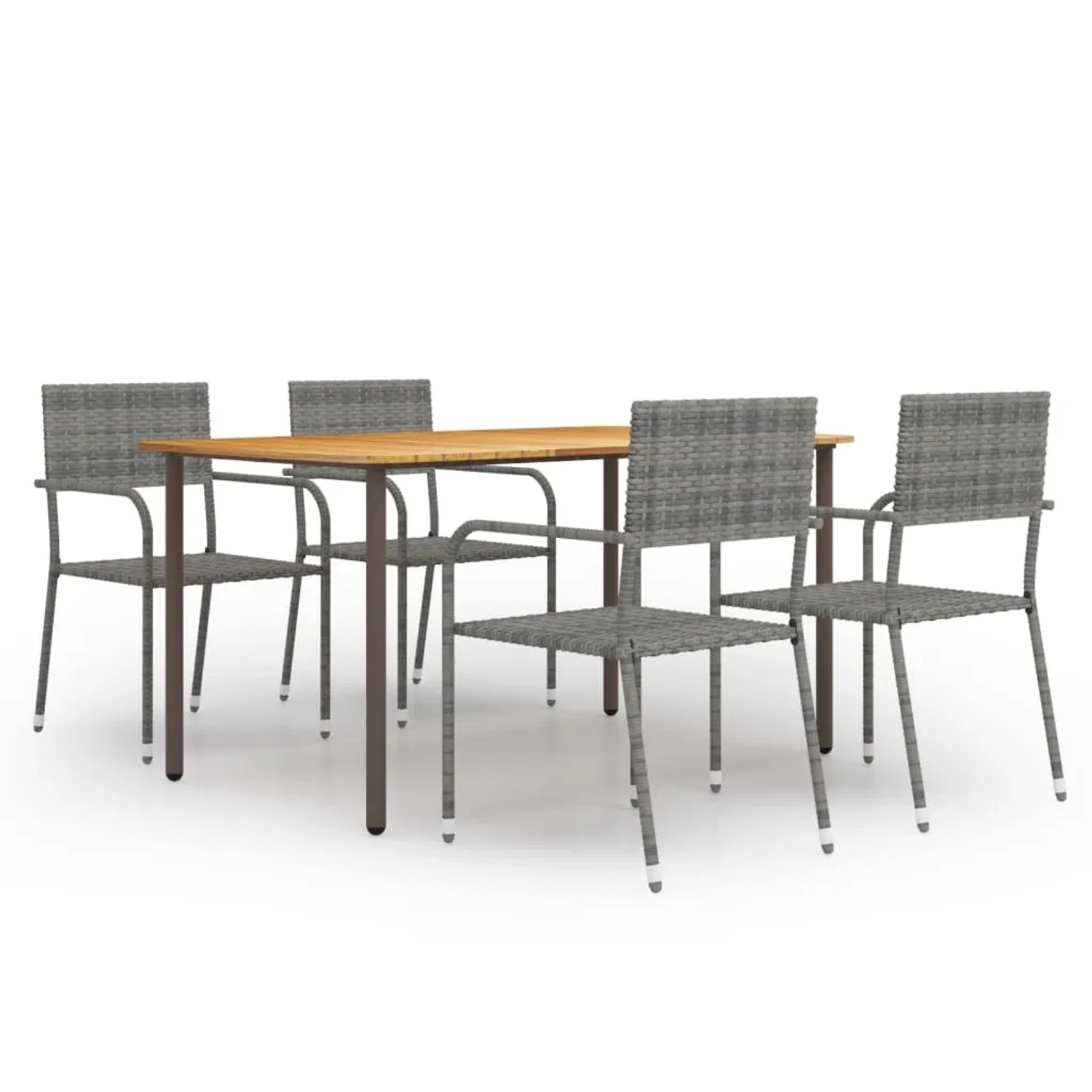 Bild von vidaXL Garten-Essgruppe, 5-tlg. Gartengarnitur Poly Rattan Anthrazit