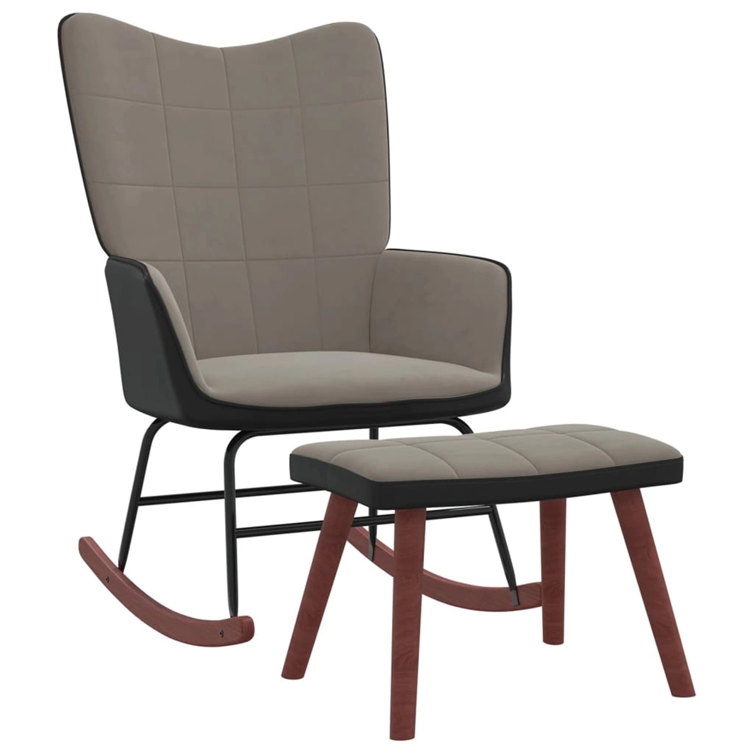 Bild von vidaXL Schaukelstuhl mit Hocker Hellgrau Samt und PVC