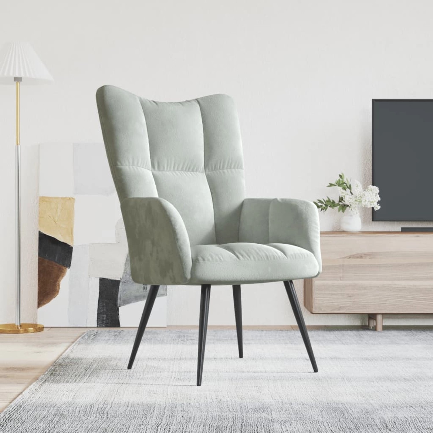 Bild von vidaXL Relaxsessel Hellgrau Samt Modell 9