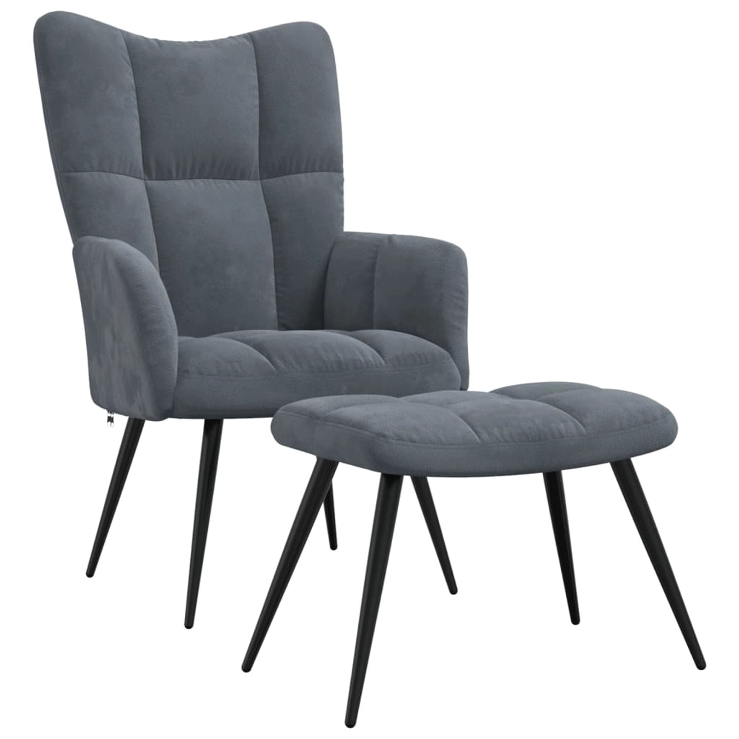 Bild von vidaXL Relaxsessel mit Hocker Dunkelgrau Samt Modell 5