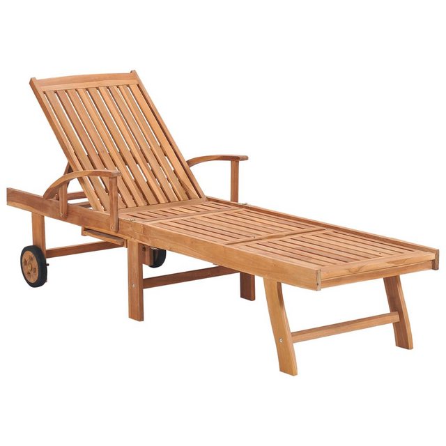 Bild von VidaXL Sonnenliegen 2 Stk. mit Tisch und Auflagen Massivholz Teak Kissenfarbe  Beige