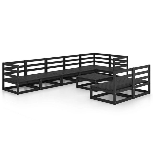 Bild von vidaXL Gartenlounge-Set 9-tlg. Garten-Lounge-Set Schwarz Massivholz Kiefer, (1-tlg)