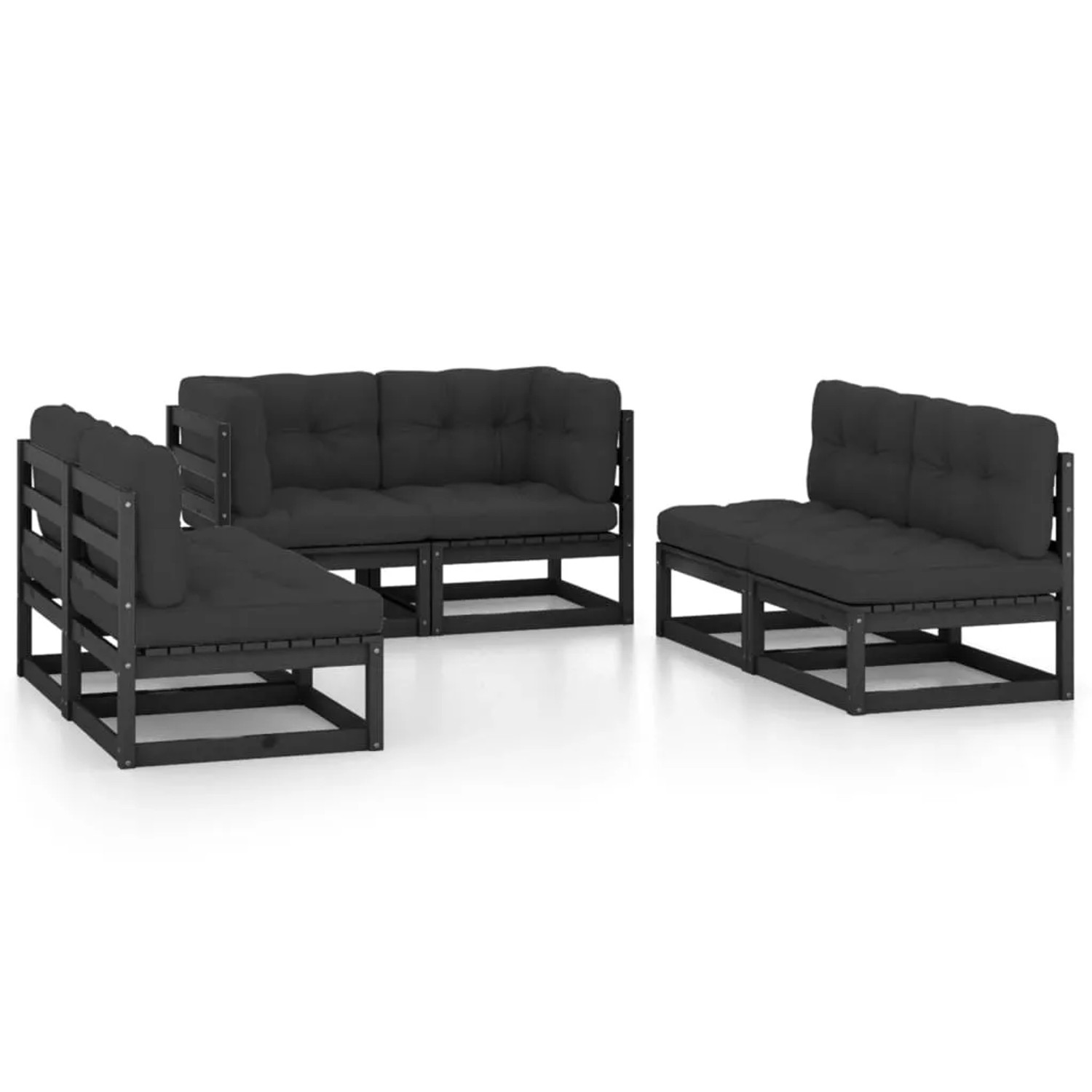 Bild von vidaXL Gartenlounge-Set, 6-tlg. Lounge Set mit Kissen Massivholz Kiefer