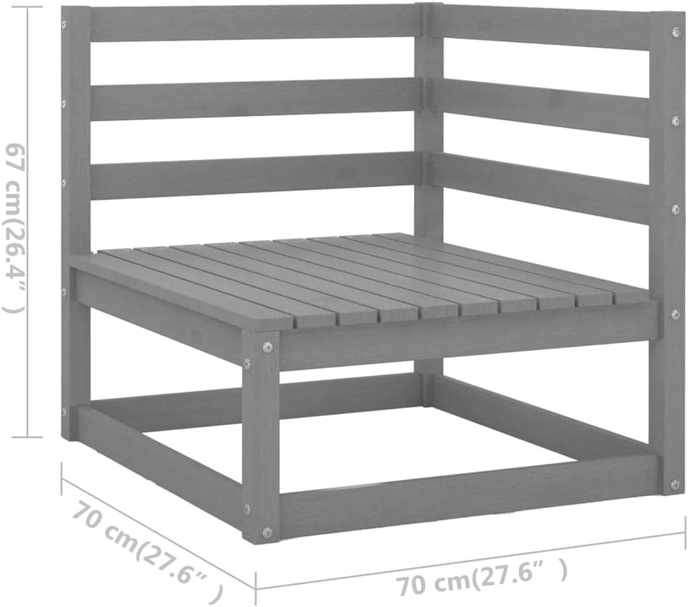 Bild von vidaXL Garten Lounge Set 8-TLG., Gartenmöbel Set Sitzgruppe für Garten Terrasse Balkon, Modular Sofa Garnitur mit Kissen, Loungemöbel, Grau Kiefer Massivholz