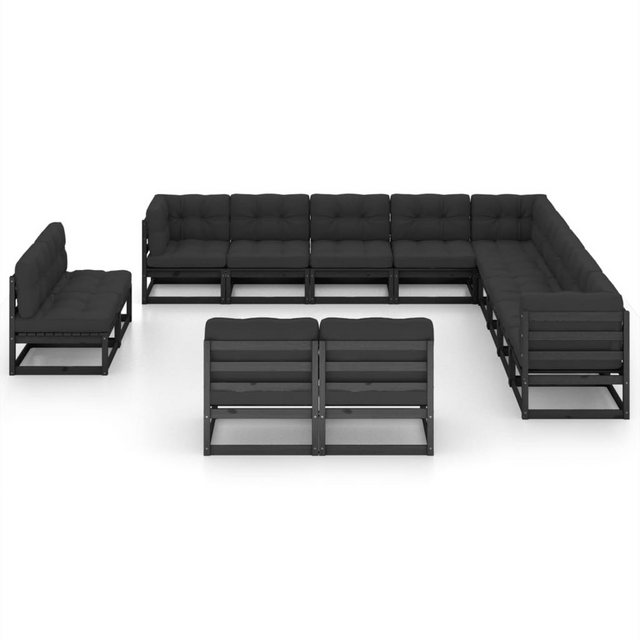 Bild von vidaXL 13-tlg Garten-Lounge-Set mit Kissen Schwarz Massivholz Kiefer Modell 1