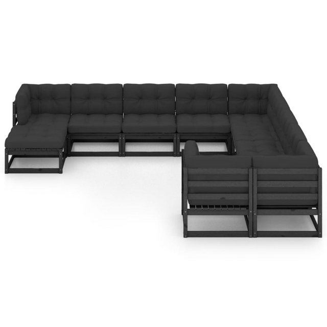 Bild von vidaXL 11-tlg Garten-Lounge-Set mit Kissen Schwarz Massivholz Kiefer Modell 6