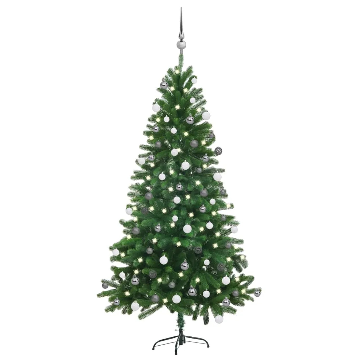 Bild von vidaXL Künstlicher Weihnachtsbaum Künstlicher Weihnachtsbaum mit Beleuchtung & Kugeln 150 cm Grün