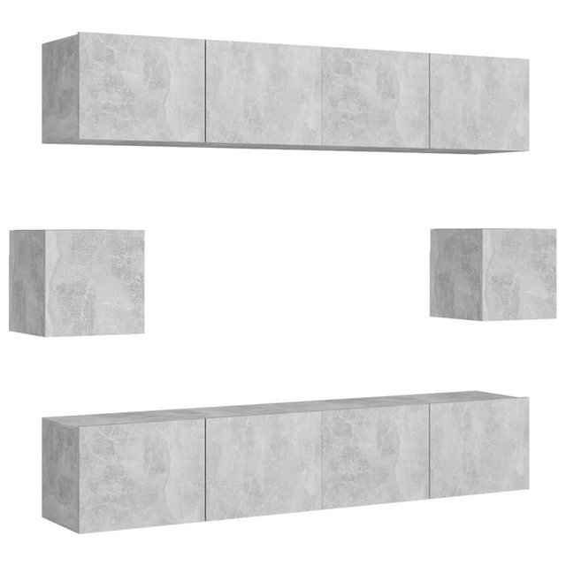 Bild von vidaXL TV-Schrank 6-tlg TV-Schrank-Set Betongrau Spanplatte TV-Konsole für Fernseher