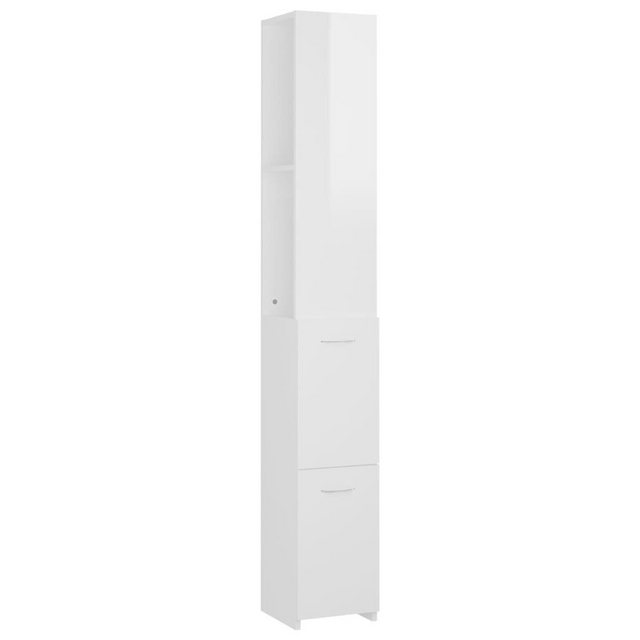 Bild von vidaXL Badezimmer-Set Badezimmerschrank Hochglanz-Weiß 25x25x170 cm Spanplatte