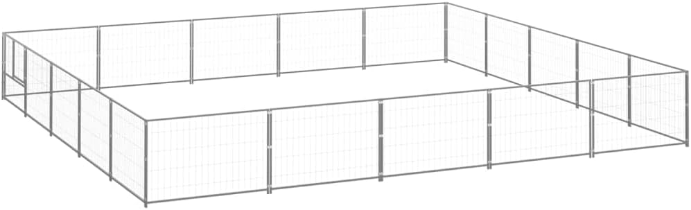 Bild von vidaXL Hundezwinger Silbern 35m² Stahl Hundehütte Hundehaus Käfig Hundekäfig