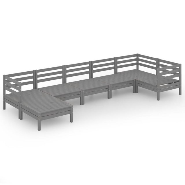 Bild von vidaXL Gartenlounge-Set 7-tlg. Garten-Lounge-Set Massivholz Kiefer Grau, (1-tlg)