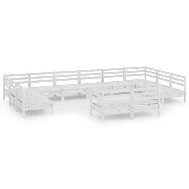 Bild von vidaXL 12-tlg Garten-Lounge-Set Weiß Massivholz Kiefer Modell 2