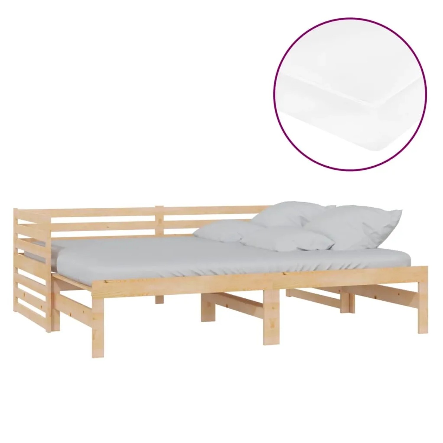 Bild von vidaXL Gästebett Ausziehbares Tagesbett Gästebett 2x90x200 cm Massivholz Kiefer Bett Be