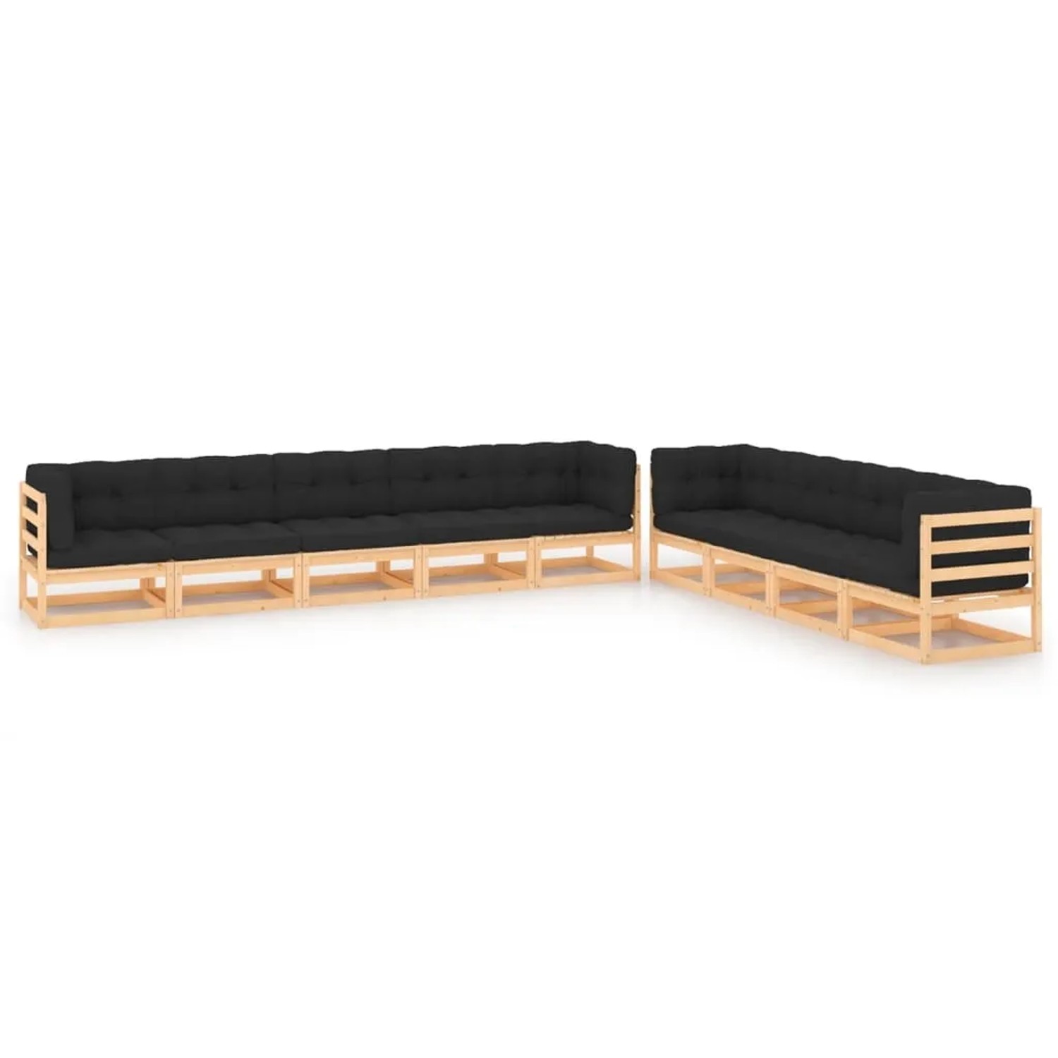 Bild von vidaXL Gartenlounge-Set, 9-tlg. Lounge Set mit Kissen Massivholz Kiefer
