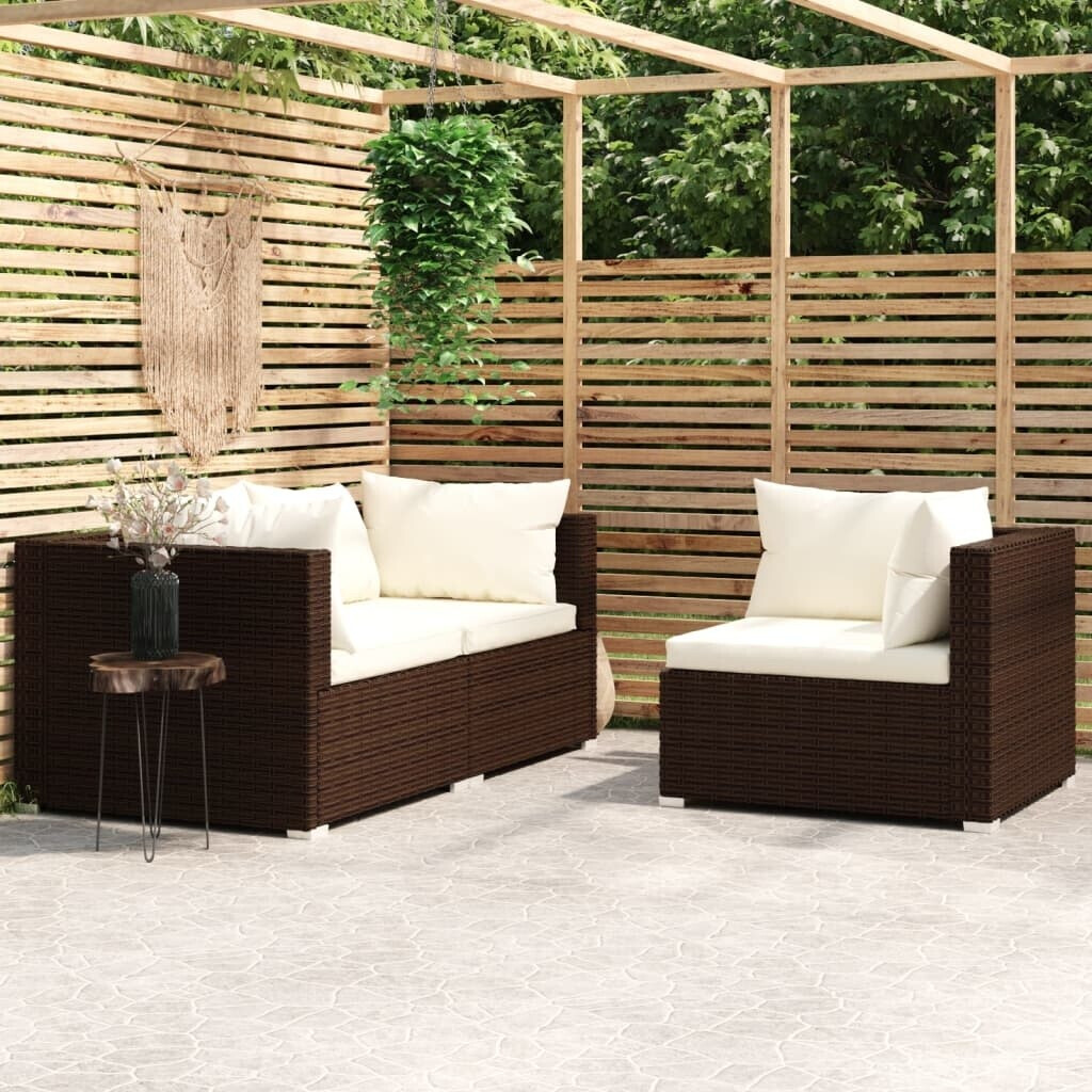 Bild von vidaXL 3-tlg. Garten-Lounge-Set Poly Rattan grau mit Kissen anthrazit (317516)