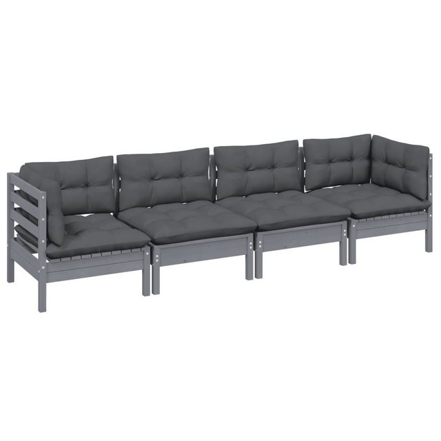 Bild von vidaXL Gartenlounge-Set 4-tlg. Garten-Lounge-Set mit Kissen Kiefer Massivholz, (1-tlg)