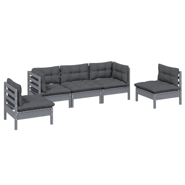 Bild von vidaXL Gartenlounge-Set 5-tlg. Garten-Lounge-Set mit Kissen Kiefer Massivholz, (1-tlg)
