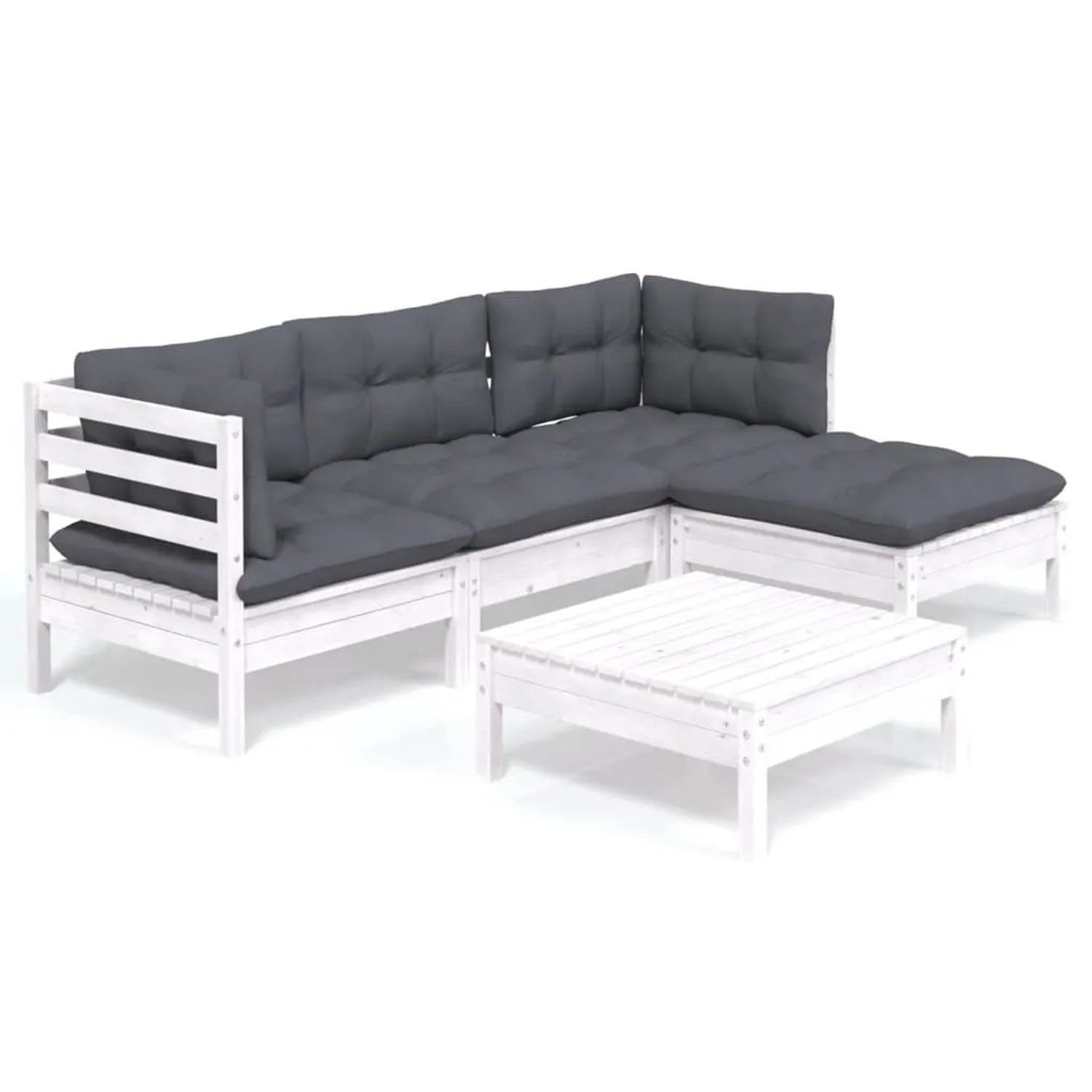 Bild von vidaXL 5-tlg Garten-Lounge-Set mit Kissen Weiß Kiefernholz Modell 5