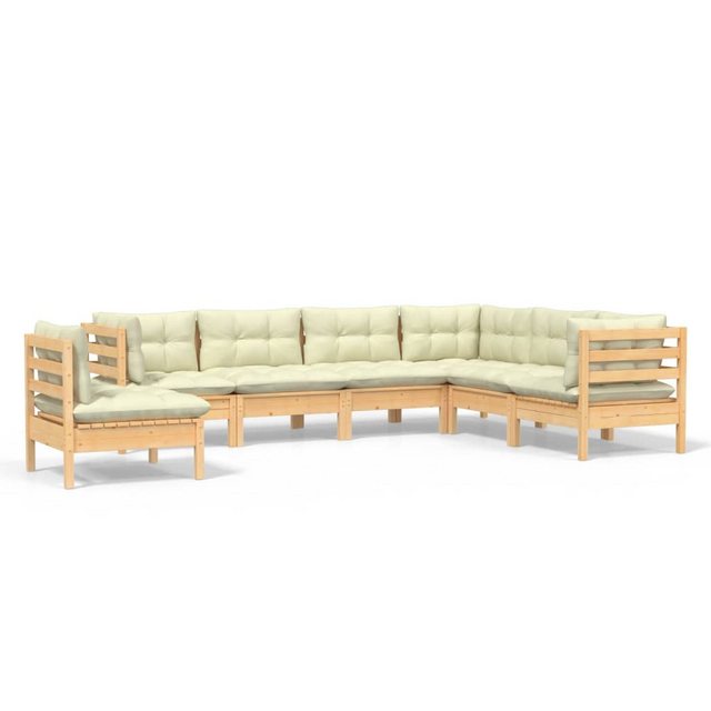 Bild von vidaXL 7-tlg Garten-Lounge-Set mit Creme Kissen Massivholz Kiefer Modell 13