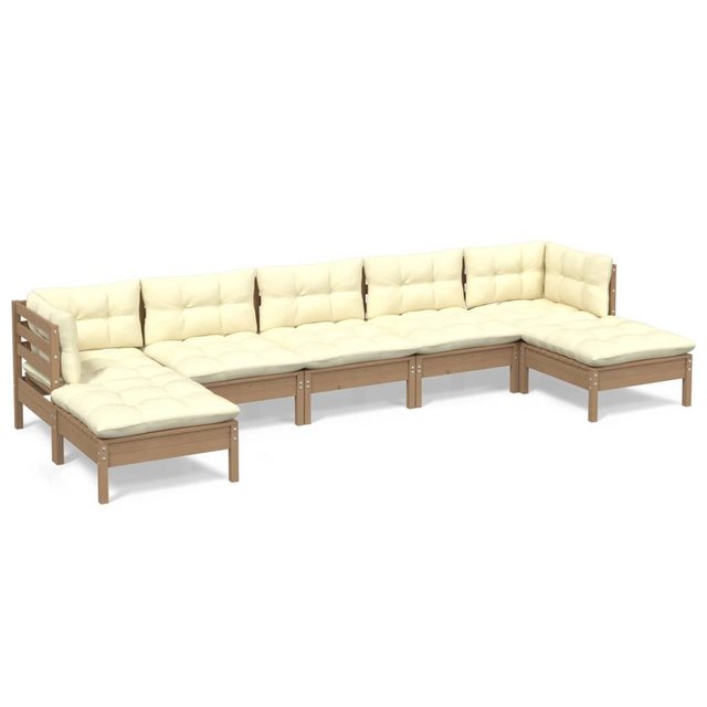 Bild von vidaXL 7-tlg Garten-Lounge-Set mit Kissen Honigbraun Kiefernholz Modell 13