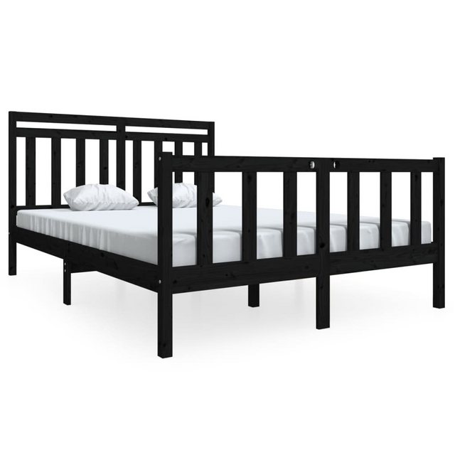 Bild von vidaXL Massivholzbett Schwarz 140x190 cm1052307