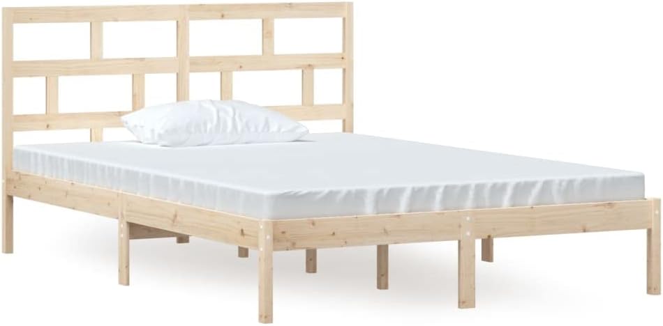Bild von vidaXL Massivholzbett Kopfteil Doppelbett Bettgestell Lattenrost Bett Holzbett Bettrahmen Schlafzimmerbett Schlafzimmermöbel Kiefer 140x200cm