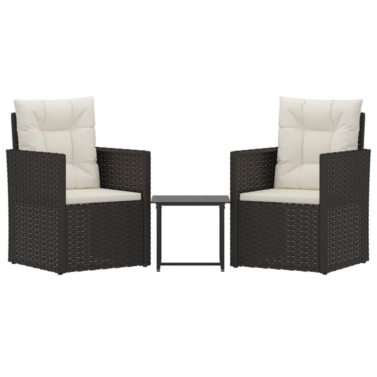 Bild von vidaXL 3-tlg. Garten-Lounge-Set mit Kissen Poly Rattan Schwarz (319192)