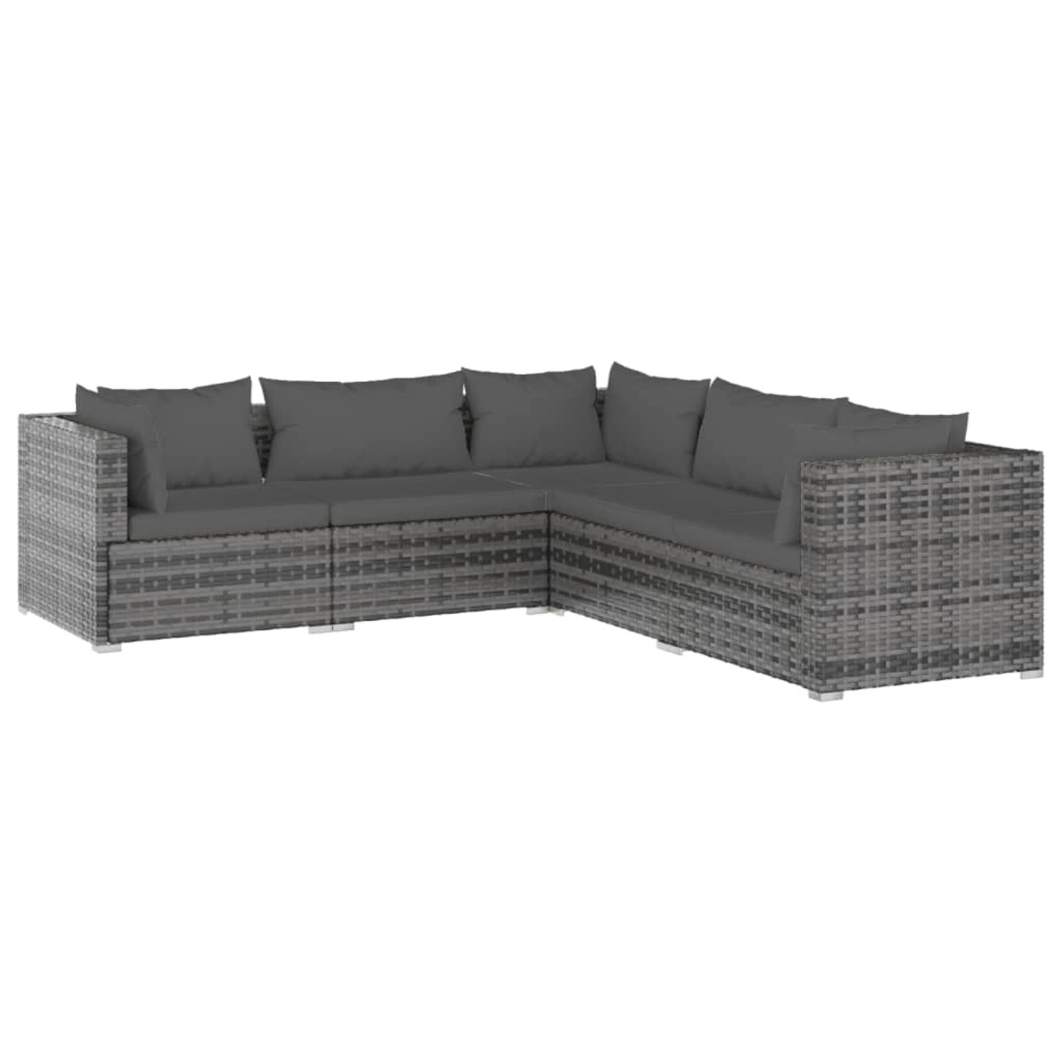 Bild von vidaXL 5-tlg Garten-Lounge-Set mit Kissen Poly Rattan Grau Modell 30