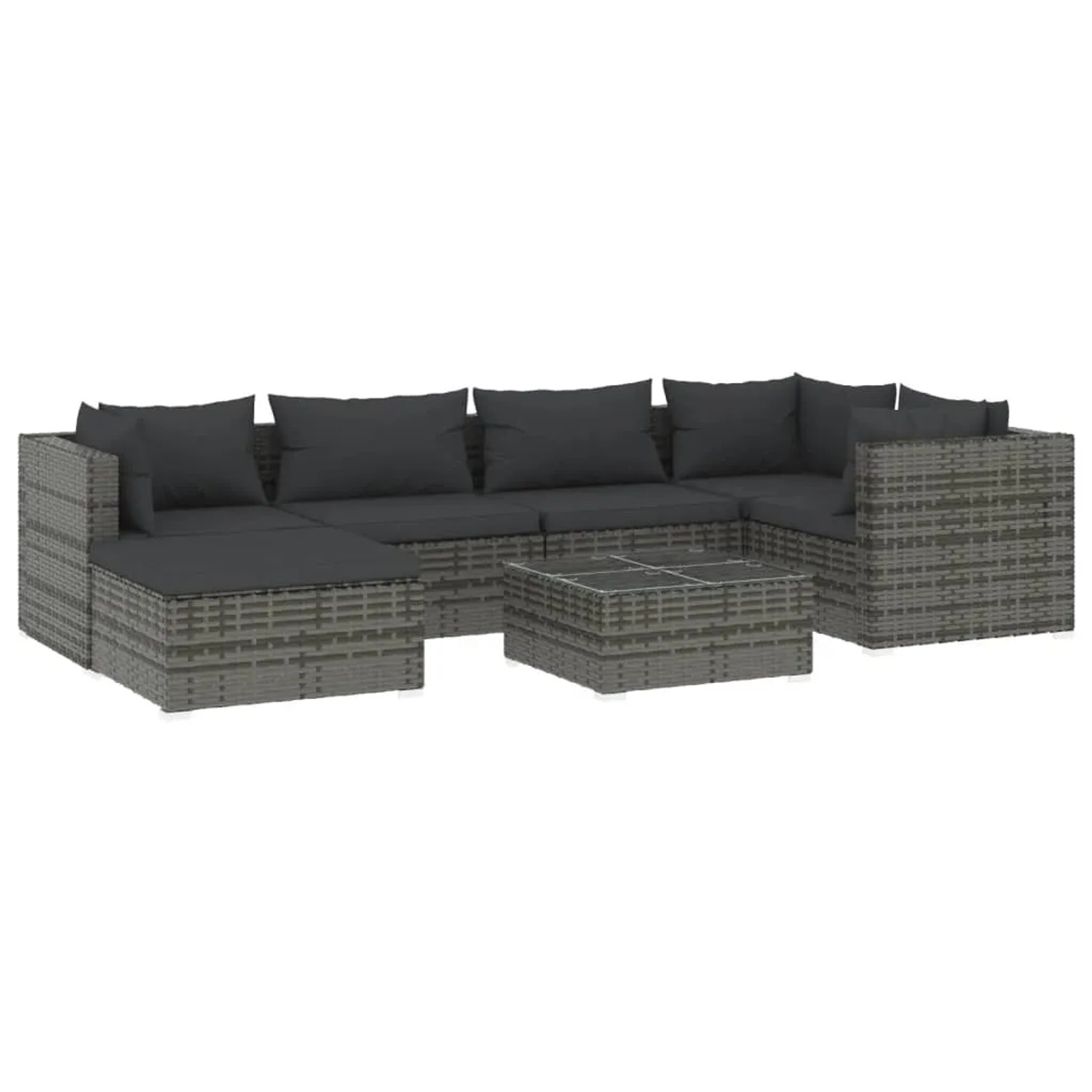 Bild von vidaXL 7-tlg Garten-Lounge-Set mit Kissen Poly Rattan Grau Modell 20