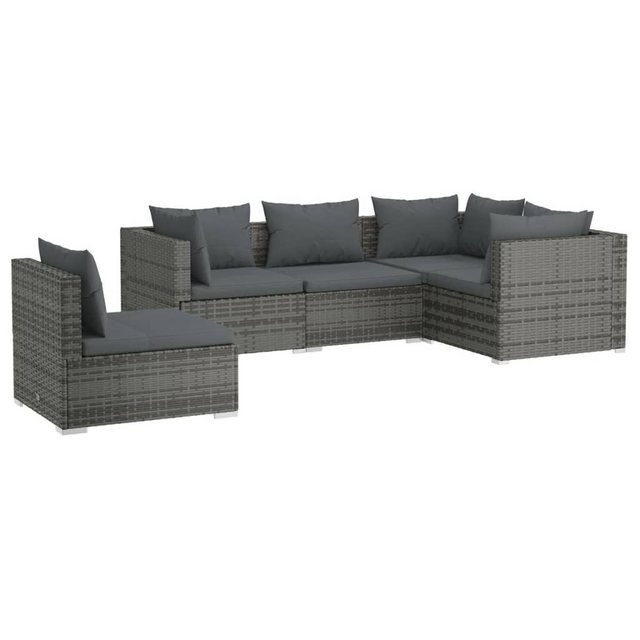 Bild von vidaXL 5-tlg Garten-Lounge-Set mit Kissen Poly Rattan Grau Modell 36