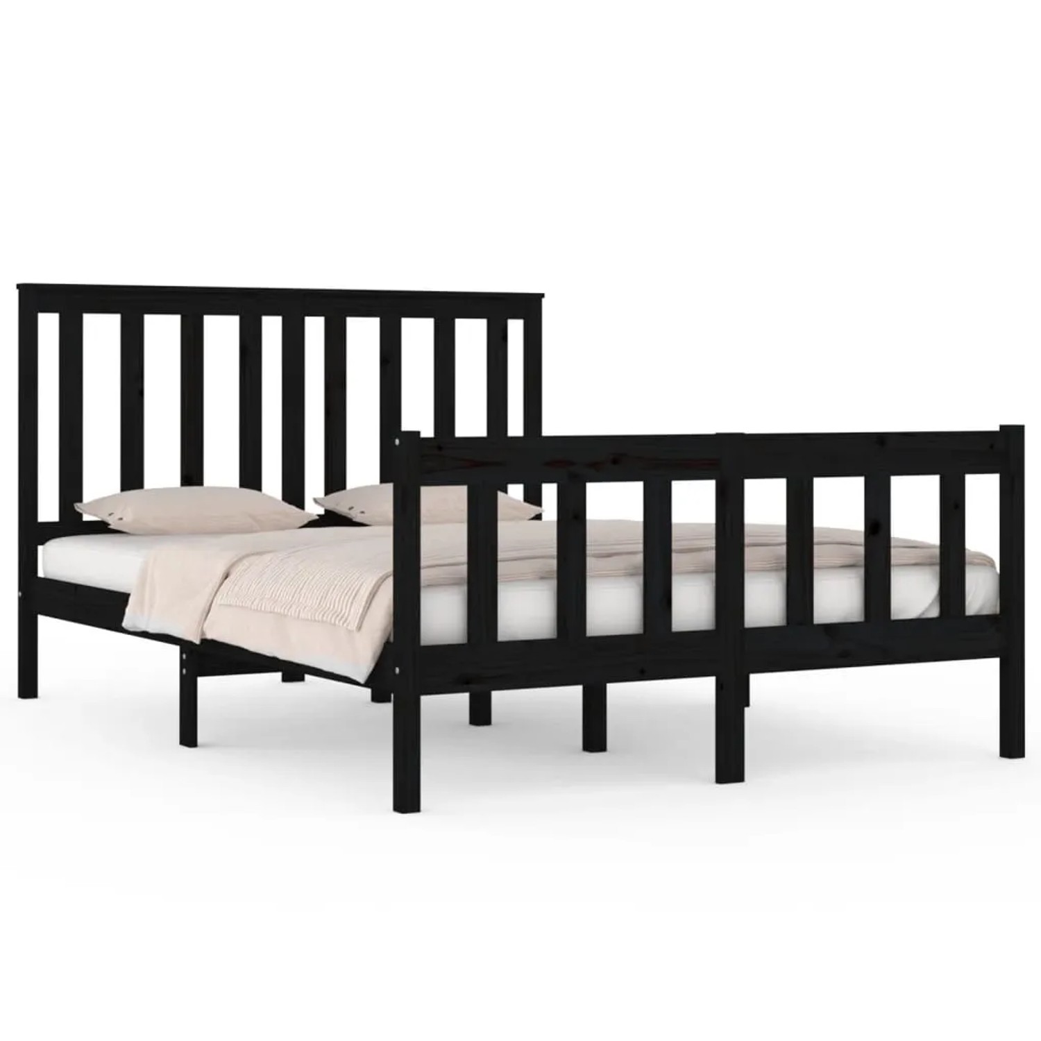 Bild von vidaXL Massivholzbett Schwarz Kiefer 140x190 cm1155993