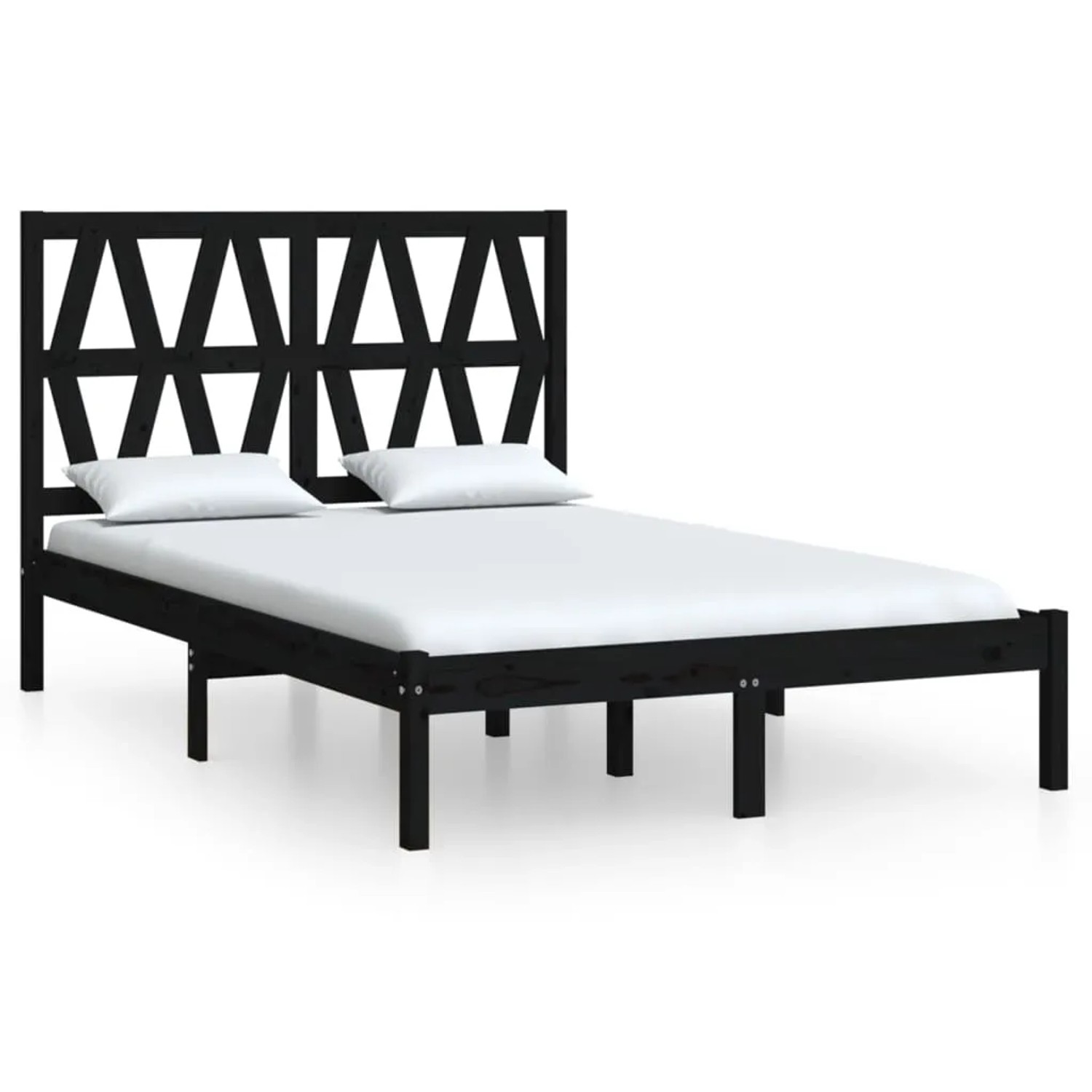 Bild von vidaXL Massivholzbett Schwarz Kiefer 120x190 cm 4FT Small Double1179118