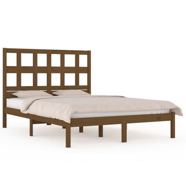 Bild von vidaXL Bettgestell Massivholzbett Honigbraun Kiefer 200x200 cm Bett Bettgestell Doppelbet