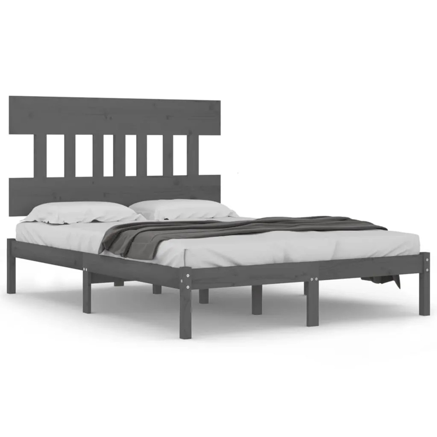 Bild von vidaXL Massivholzbett Grau 135x190 cm 4FT6 Double1157017