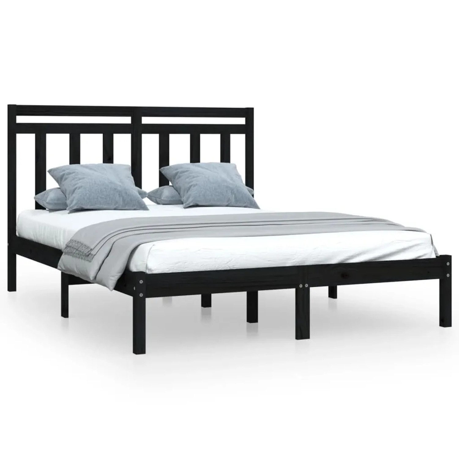 Bild von vidaXL Massivholzbett Schwarz 120x200 cm1084105