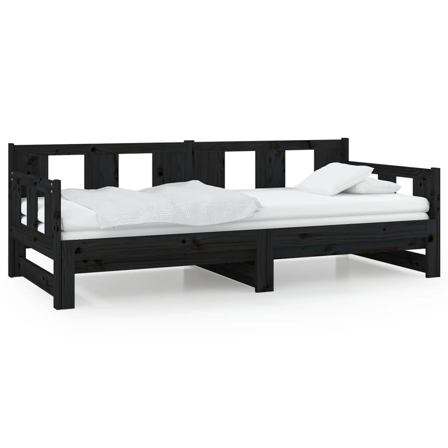 Bild von vidaXL Tagesbett Ausziehbar Schwarz Massivholz Kiefer 2x(90x190) cm1279812