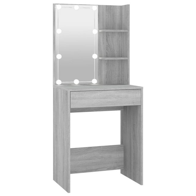 Bild von vidaXL Schminktisch Schminktisch Frisiertisch Beautytisch mit LED Grau Sonoma 60x40x140 cm