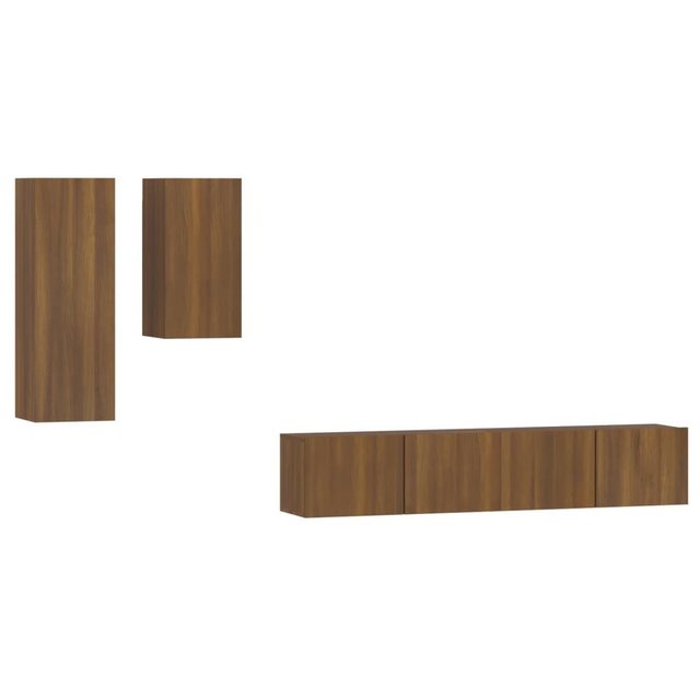 Bild von vidaXL TV-Schrank 4-tlg. TV-Schrank-Set Braun Eichen-Optik Holzwerkstoff (4-St)