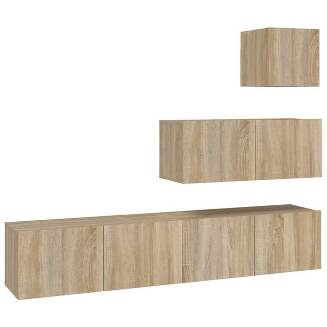Bild von vidaXL TV-Schrank 4-tlg. TV-Schrank-Set Sonoma-Eiche Holzwerkstoff (4-St)